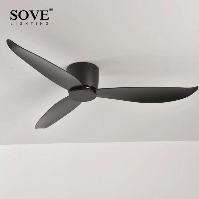 Modern Black and White Remote-Controlled Low Profile Ceiling Fan - 30W DC Motor - No Light - Sleek Design - 220V