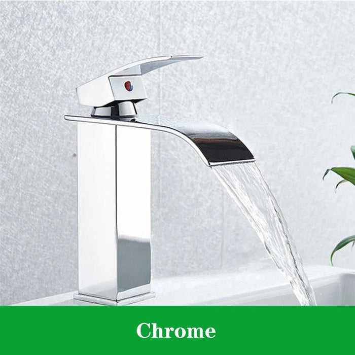 Modern Black Waterfall Faucet with Chrome Accents for Stylish Bathrooms