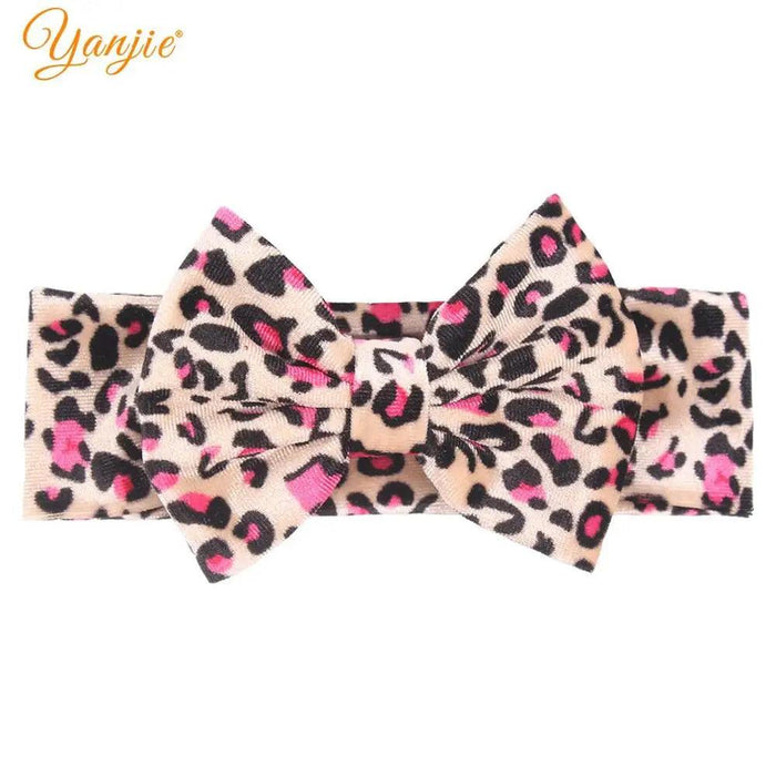 Leopard Print Velvet Headband and Hair Bow Set - Stylish Hair Accessories for Fashion-Forward Girls