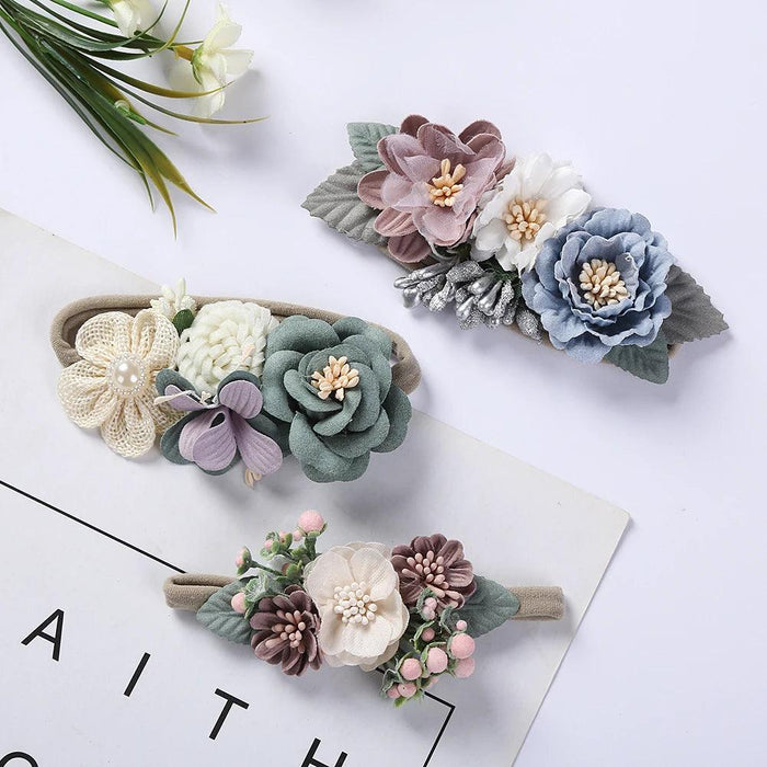 Adorable Pearl-Embellished Floral Headband Set for Babies - Ideal for Photography