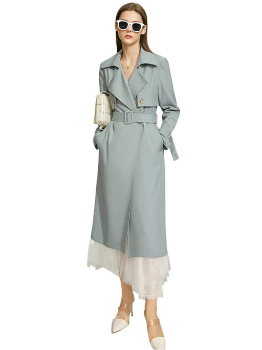 Chic Minimalism Women's Double Breasted Trench Coat with Adjustable Sashes for Office and Everyday Elegance