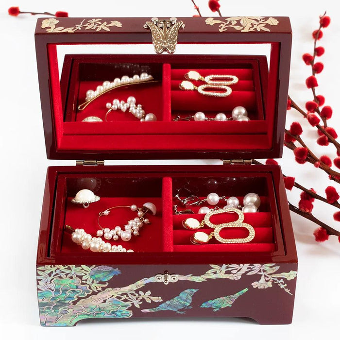 Elegant Mother of Pearl Jewelry Box with Mirror - Stylish Storage for Your Precious Gems