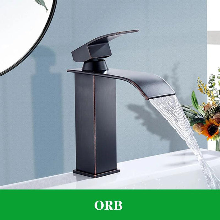 Modern Black Waterfall Faucet with Chrome Accents for Stylish Bathrooms