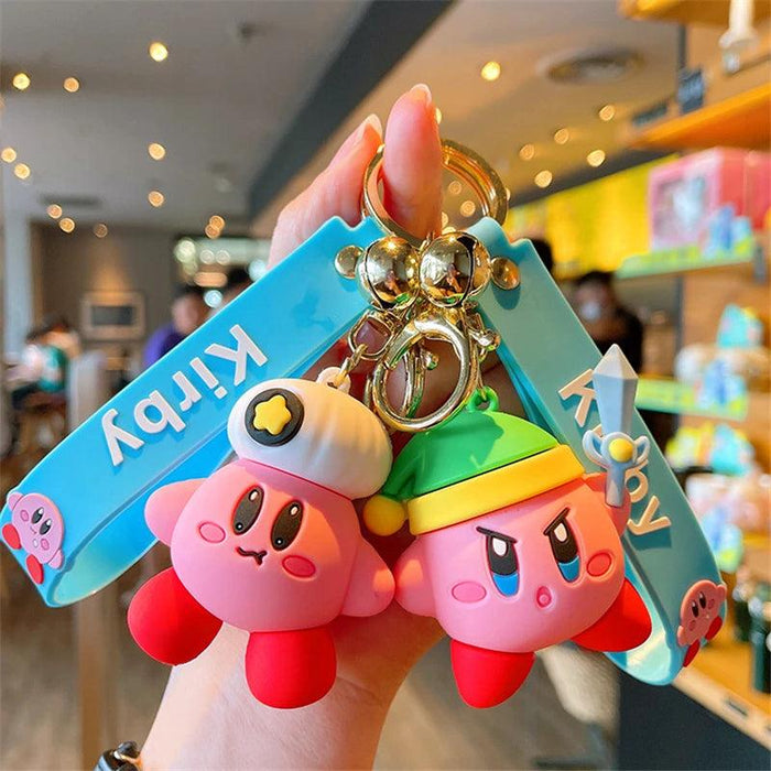 Cute Pink Kirby Keychain with Waddle Dee Doo Design - Perfect Gift for Kids and Anime Fans