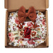 Chic Floral Baby Care Set: Bib, Headband, and Silicone Pacifier Clip in Festive Gift Box