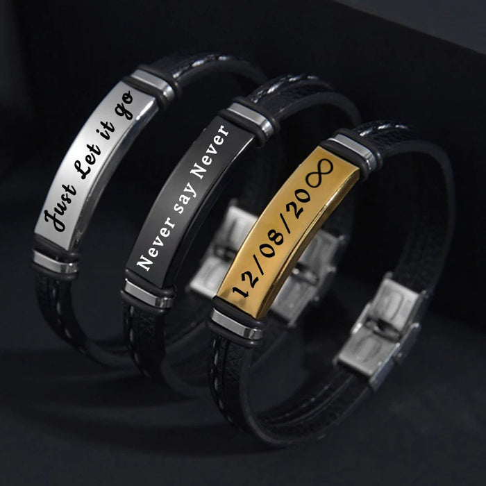 Personalized Engraved Leather Date Bracelets