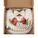 Chic Floral Baby Care Set: Bib, Headband, and Silicone Pacifier Clip in Festive Gift Box