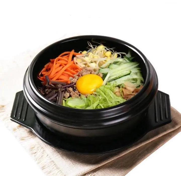 16-Piece Korean Dolsot Stone Bowl and Ceramic Ramen Set with Serving Trays - Assorted Sizes