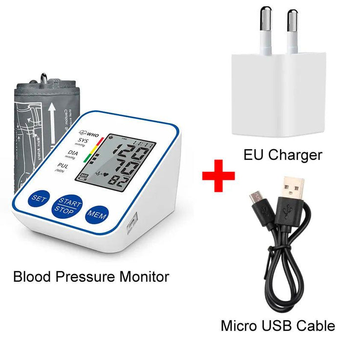 Digital Upper Arm Blood Pressure Monitor Kit with Large LCD Display for Accurate Home Health Monitoring