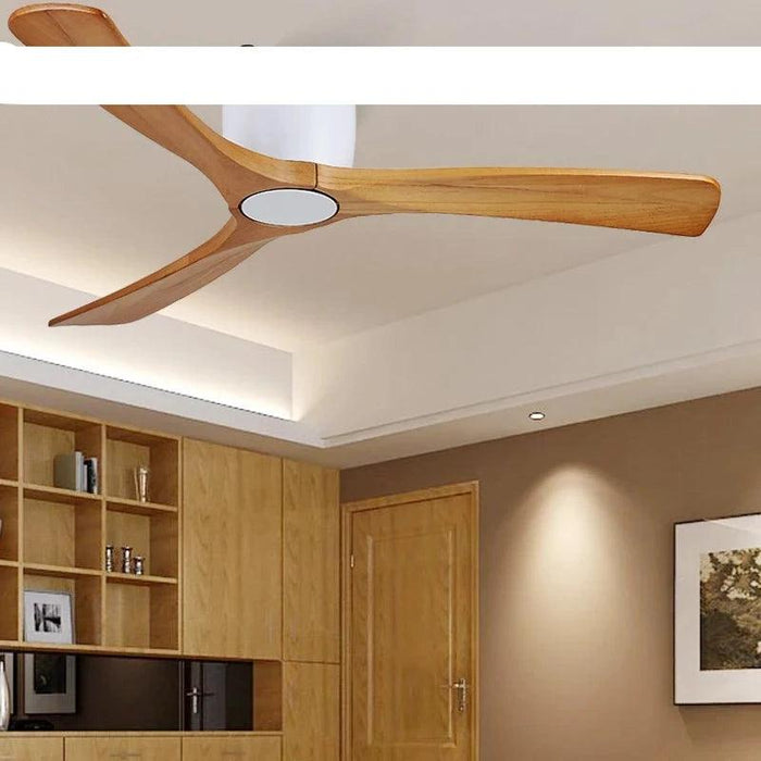 48-Inch Modern White Wood Ceiling Fan with Integrated LED Light and Remote Control