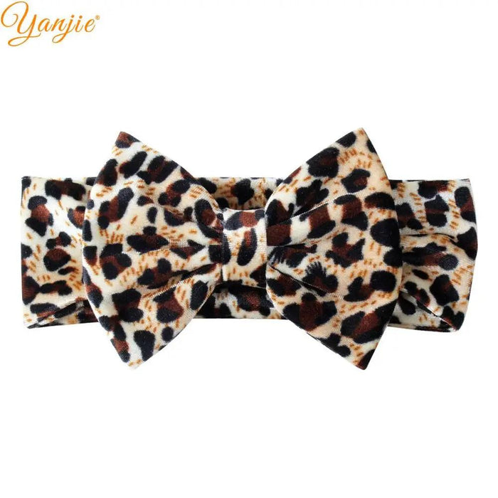 Leopard Print Velvet Headband and Hair Bow Set - Stylish Hair Accessories for Fashion-Forward Girls