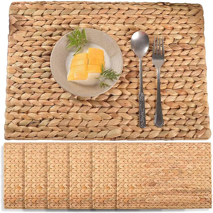 Chic Handcrafted Water Hyacinth Placemats - Stylish Heat-Resistant Table Mats with Timeless Braided Design