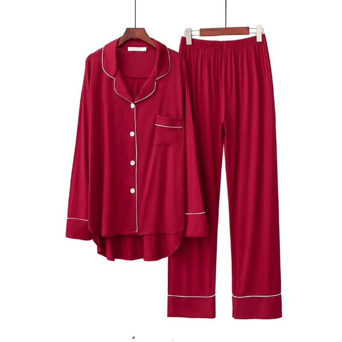 Korean Style 2PCS Long Sleeve Modal Pajama Sets for Women