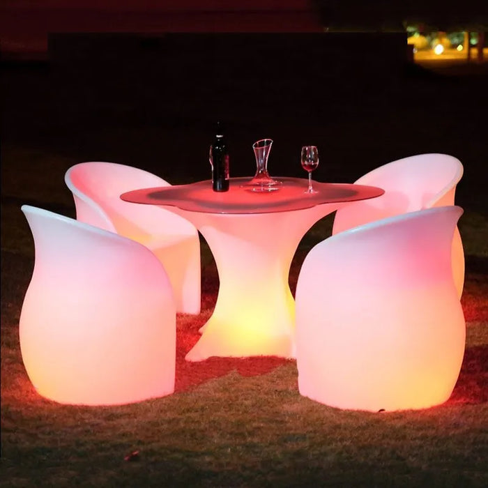 Glowing RGB LED Rechargeable Lounge Chair: Stylish Illuminated Armchair for Any Space