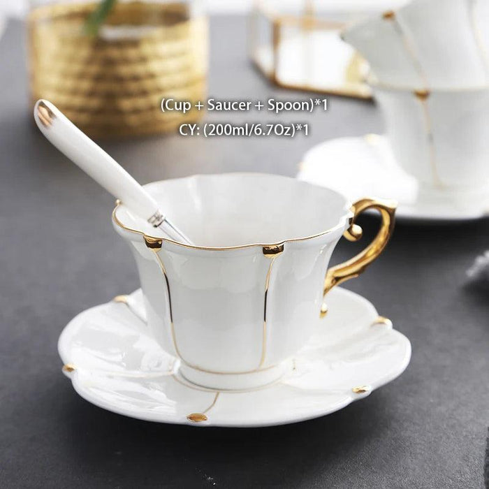 Elegant Royal Gold Pearl Bone China Tea & Coffee Set - Luxurious Collection for Exquisite Teatime