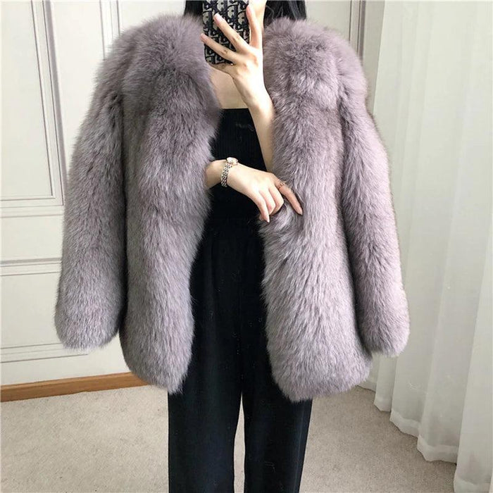 Luxurious Natural Fox Fur Overcoat