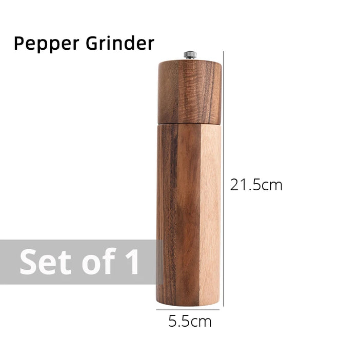 Elegant Acacia Wood Spice Grinder Duo - Premium Culinary Seasoning Mill