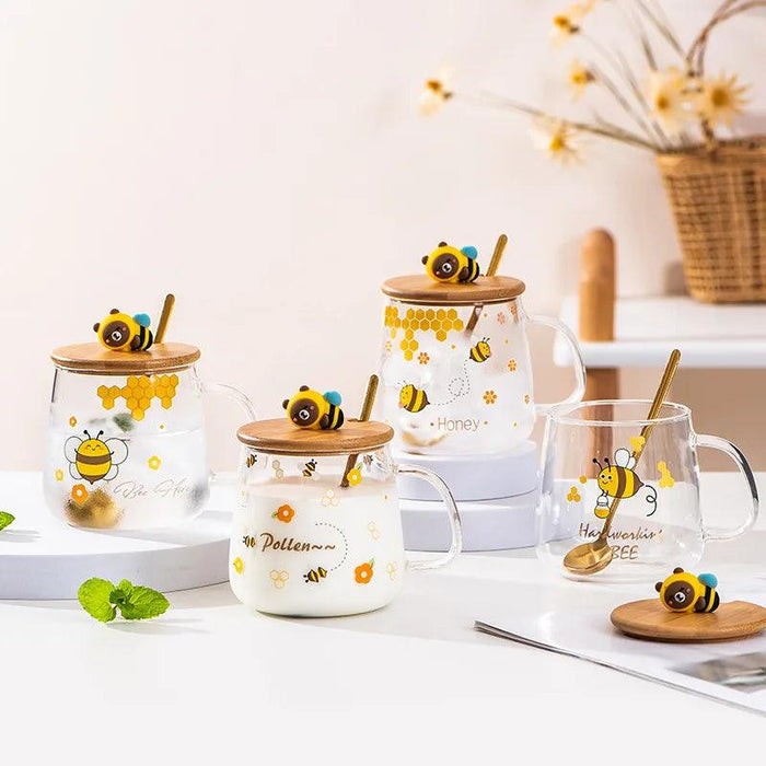 Adorable Bee-Themed Ceramic Cup with Lid – 400ml Whimsical Coffee & Tea Mug for Breakfast and Celebrations