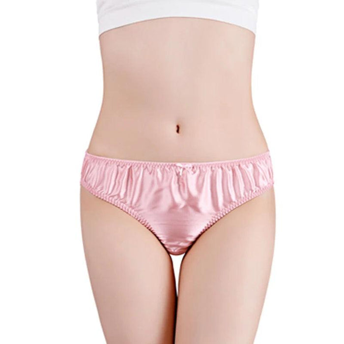 Elegant 100% Pure Silk Women's Large Size Seamless Bow-Detail Panties - Luxurious Breathable Lingerie