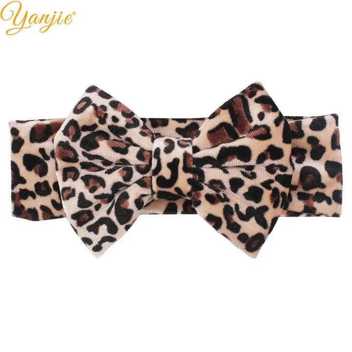 Leopard Print Velvet Headband and Hair Bow Set - Stylish Hair Accessories for Fashion-Forward Girls