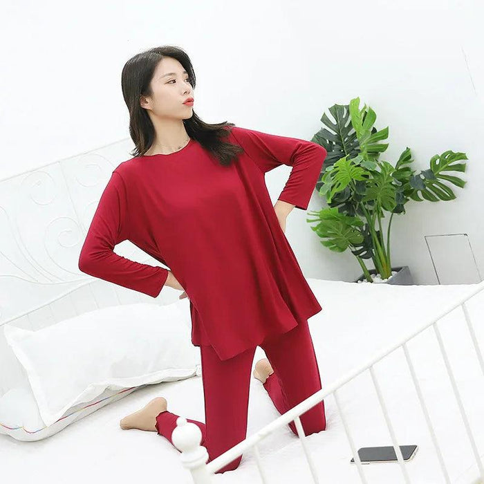 Cozy Women's Modal Pajama Set with Long Sleeve Top and Pants for Relaxation and Sleep