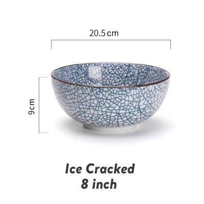 Elegant Japanese Ceramic Ramen and Soup Bowl Set