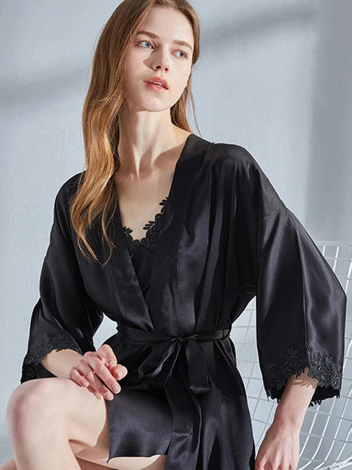 Luxe Lace-Trimmed Silk Nightwear Set for Women