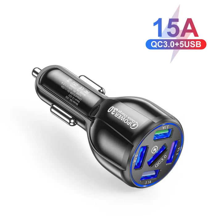 5-Device Fast Charging USB Car Charger for iPhone 12 and All Smartphones - Your Perfect Travel Buddy