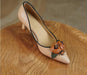 Apricot Elegance Genuine Leather High Heels - Chic Princess Blossom Design