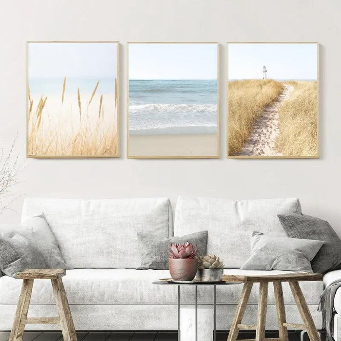 Tranquil Coastal Retreat Canvas Art Collection for Calming Home and Office Environments