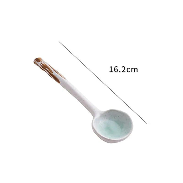 Sophisticated Long-Handled Japanese Ceramic Spoon for Soups, Ramen, and Rice - Essential Culinary Accessory