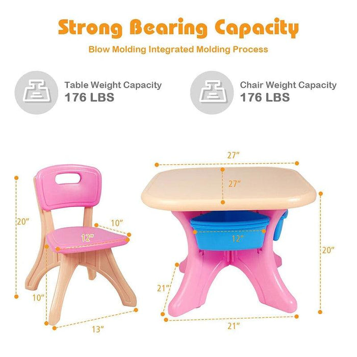 Kids' Creative Plastic Furniture Set with Storage Bins | Eco-Friendly Design | Fun and Durable Table and Chairs for Young Children