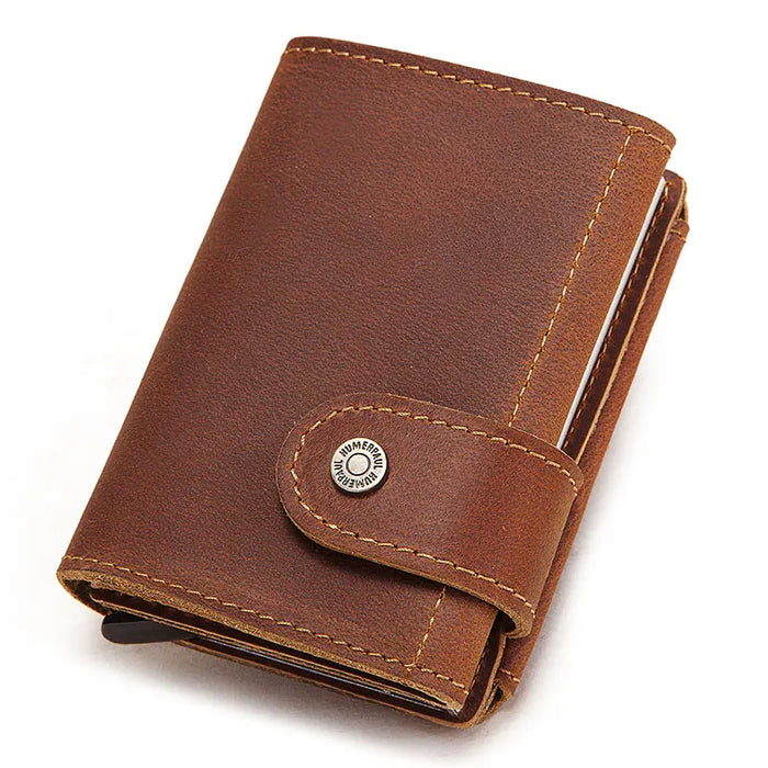 Secure RFID Business Wallet with Pop Up Card Holder and Money Clip