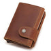 RFID Blocking Crazy Horse Leather Men's Card Wallet with Push-Button Ejection and Money Clip