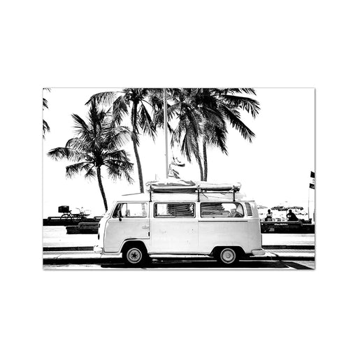 Serene Coastal Palm Tree Beach Photography Print