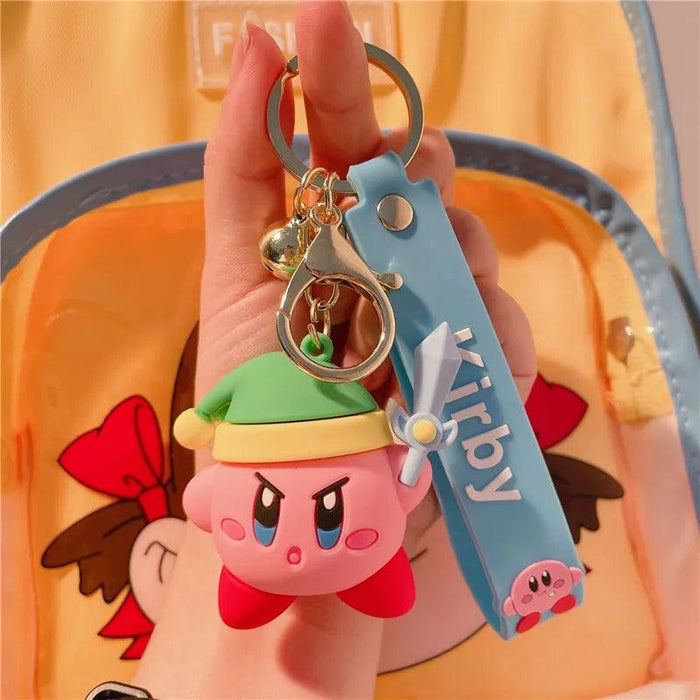 Cute Pink Kirby Keychain with Waddle Dee Doo Design - Perfect Gift for Kids and Anime Fans