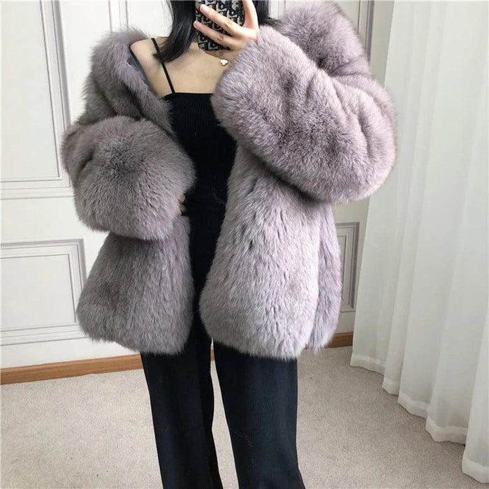 Luxurious Natural Fox Fur Overcoat