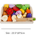 Montessori Wooden Kitchen Playset - Interactive Pretend Cooking Toy with Fruit & Vegetable Cutting Set for Children