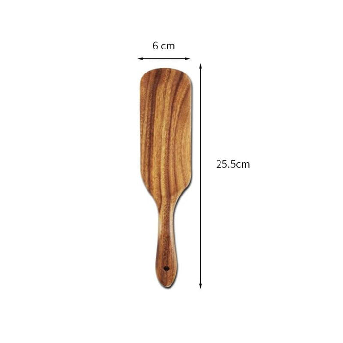 Elegant Acacia Wood Spatula Set - Versatile Slotted Kitchen Utensils for Non-Stick Cookware