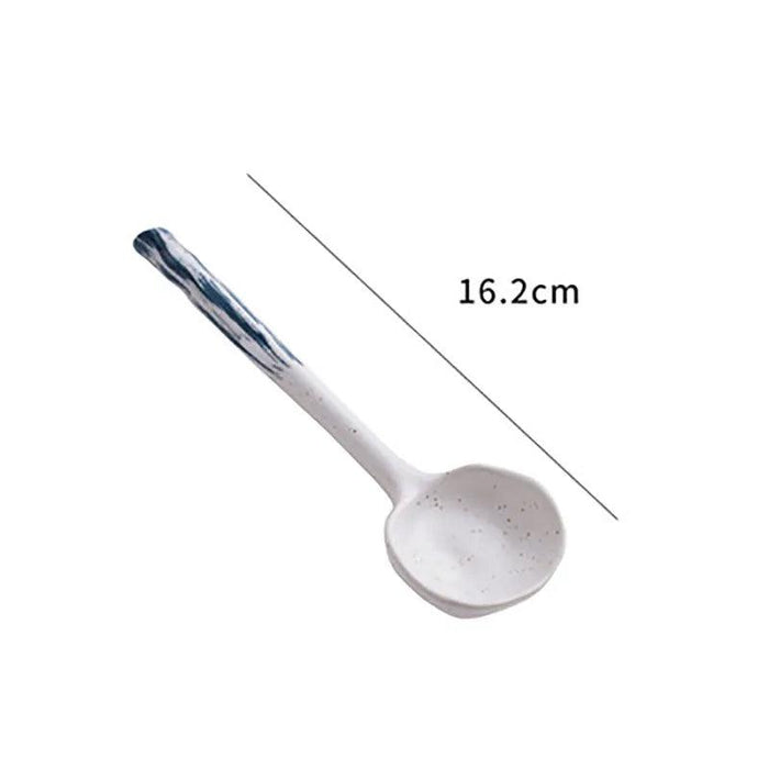 Sophisticated Long-Handled Japanese Ceramic Spoon for Soups, Ramen, and Rice - Essential Culinary Accessory