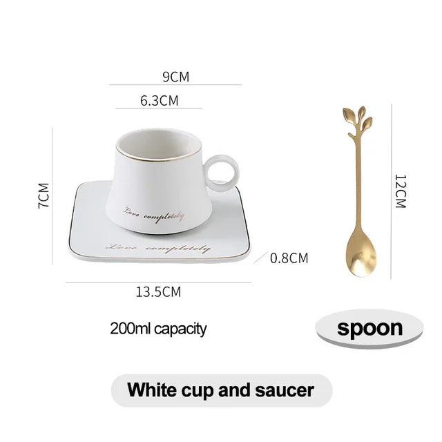 European Chic Ceramic Coffee Set - Elegant Gold Highlights for a Deluxe Dining Experience