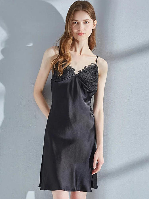 Luxe Lace-Trimmed Silk Nightwear Set for Women