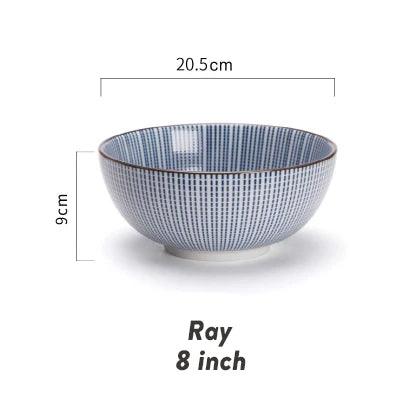 Elegant Japanese Ceramic Ramen and Soup Bowl Set