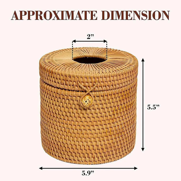 Elegant Woven Rattan Tissue and Toilet Paper Holder with Lid for Home and Office Décor