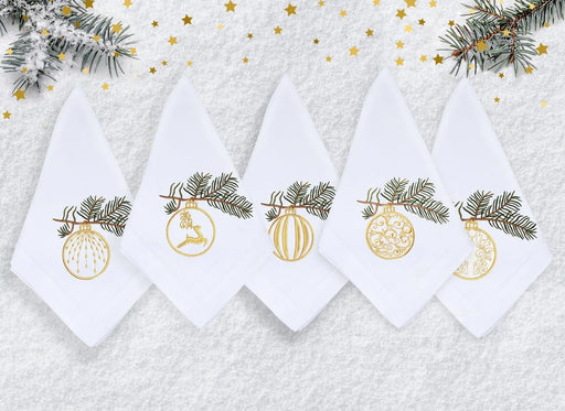 Elegant Christmas Camellia Cotton-Linen Table Ensemble with Festive Embroidery