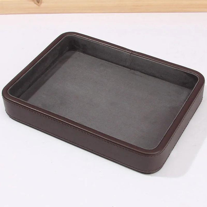 Elegant Genuine Leather Organizer Tray for Jewelry, Cosmetics, and Keys