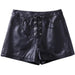 Elegant Black Leather Women's Low Waist Shorts Skirt