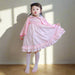 Charming Handmade Long Sleeve Pink Cotton Dress with Floral Embroidery for Girls