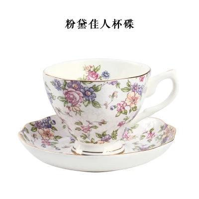 Elegant Black Floral Porcelain Tea Cup and Saucer Set - A Touch of Luxury for Special Occasions