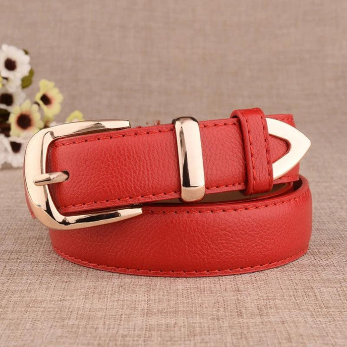 Chic Women's Leather Belt with Gold Buckle - Your Essential Style Upgrade